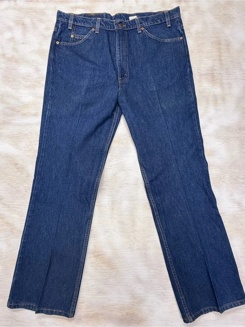 Vintage 90’s Levi 517 Men's 40x30 Bootcut Jeans in Deep Blue Denim Orange Tab